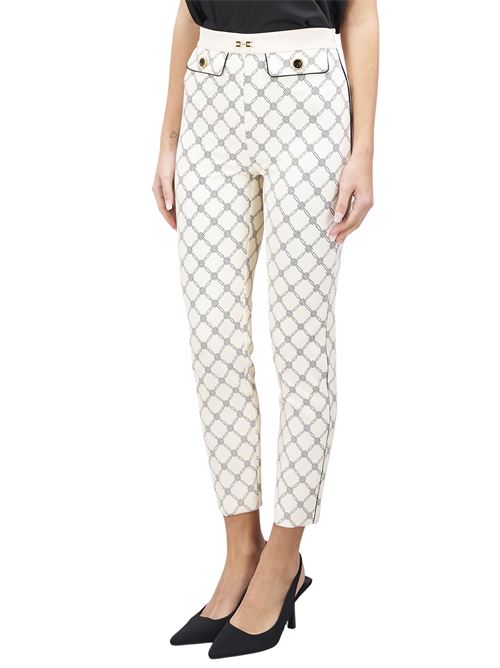 Pantalone in crepe c/stampa a losanghe burro Elisabetta Franchi | PAS7151E2E84